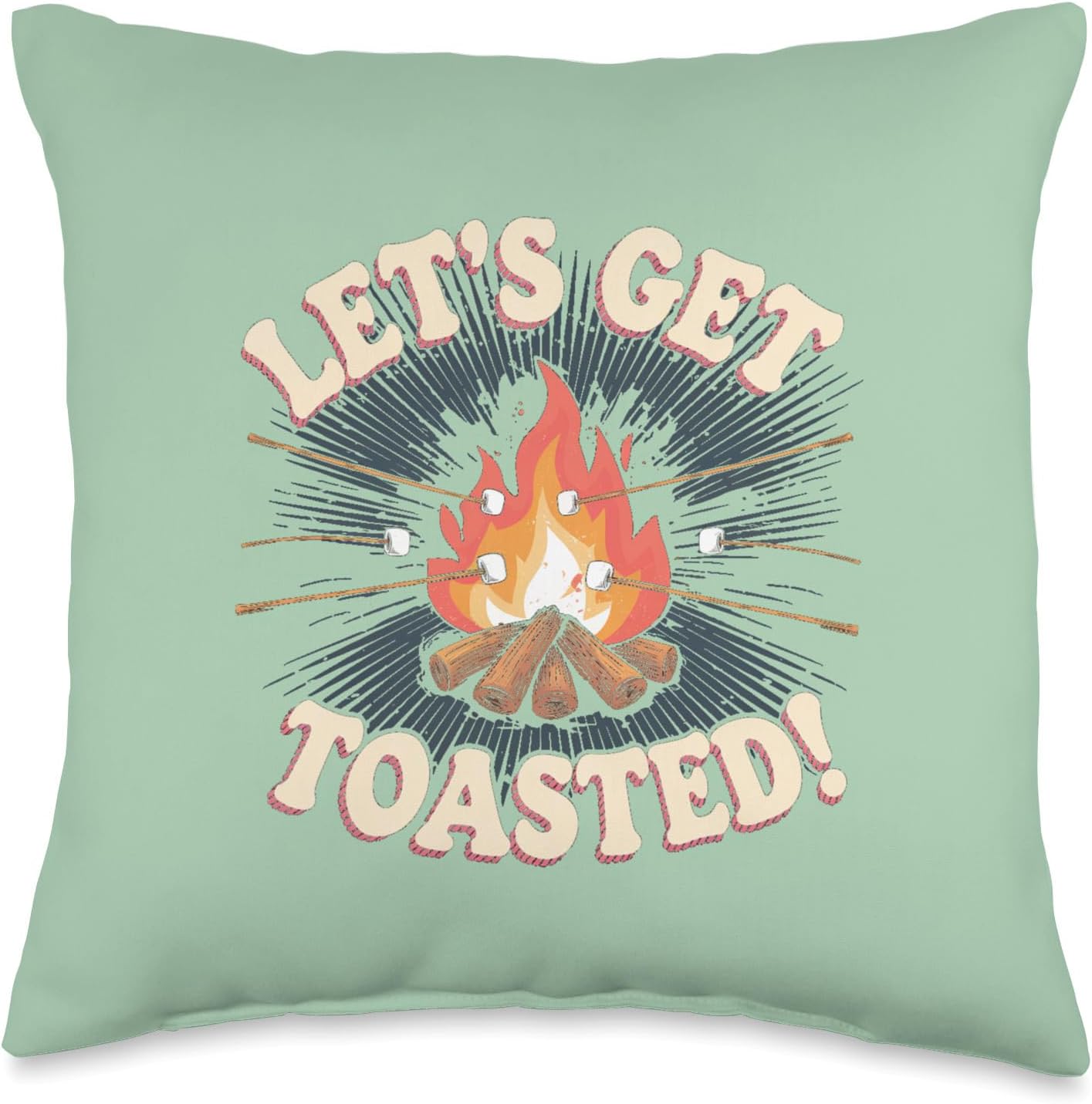 Toasted Marshmallows Adult Camping Throw Pillow