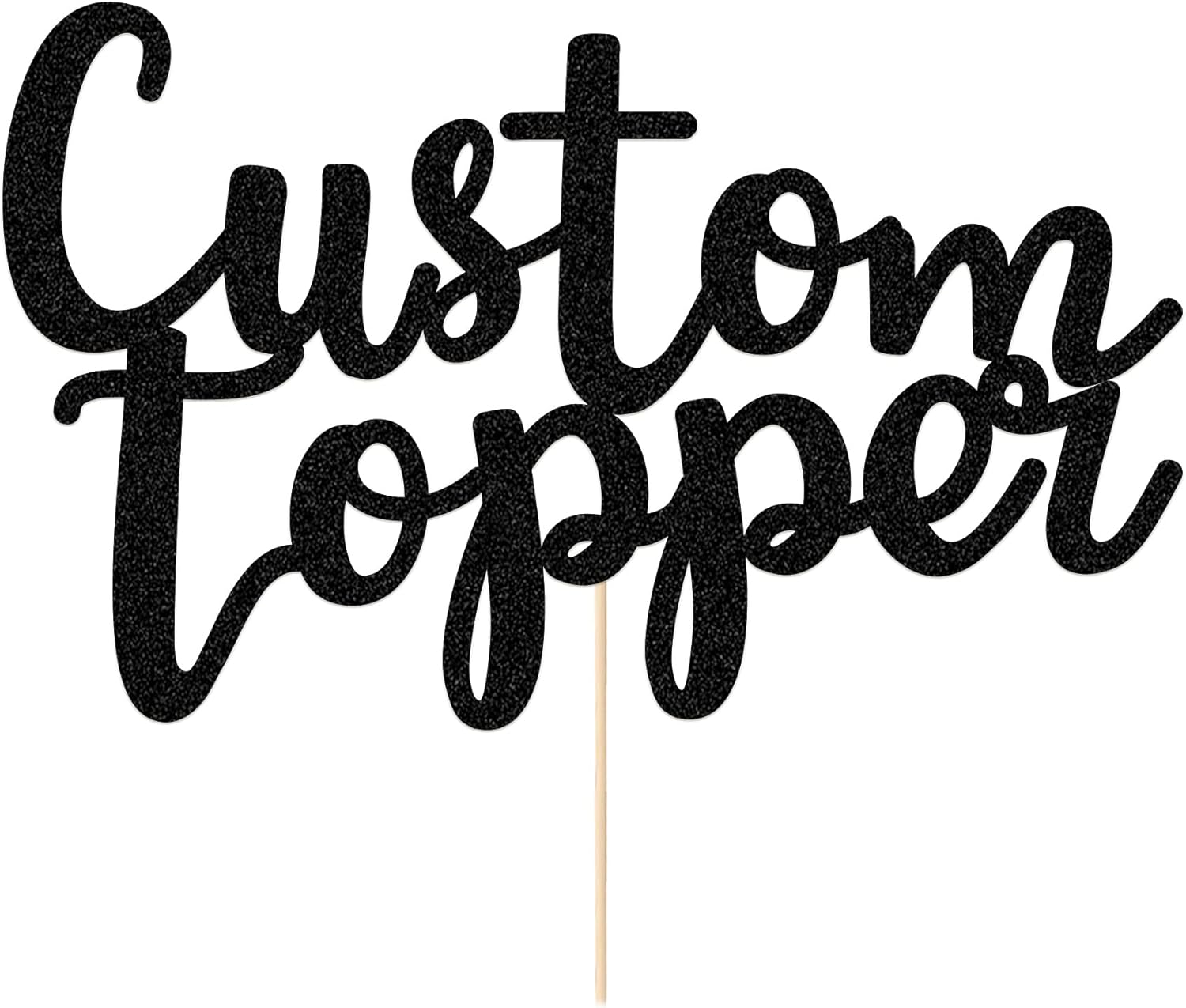 EDSG Personalized Cake Topper Birthday Cake Toppers 11 Colours Wedding Cake Topper with Any Text Numbers Double Sided Glitter Cake Decoration for Anniversary Baby Shower(Black)