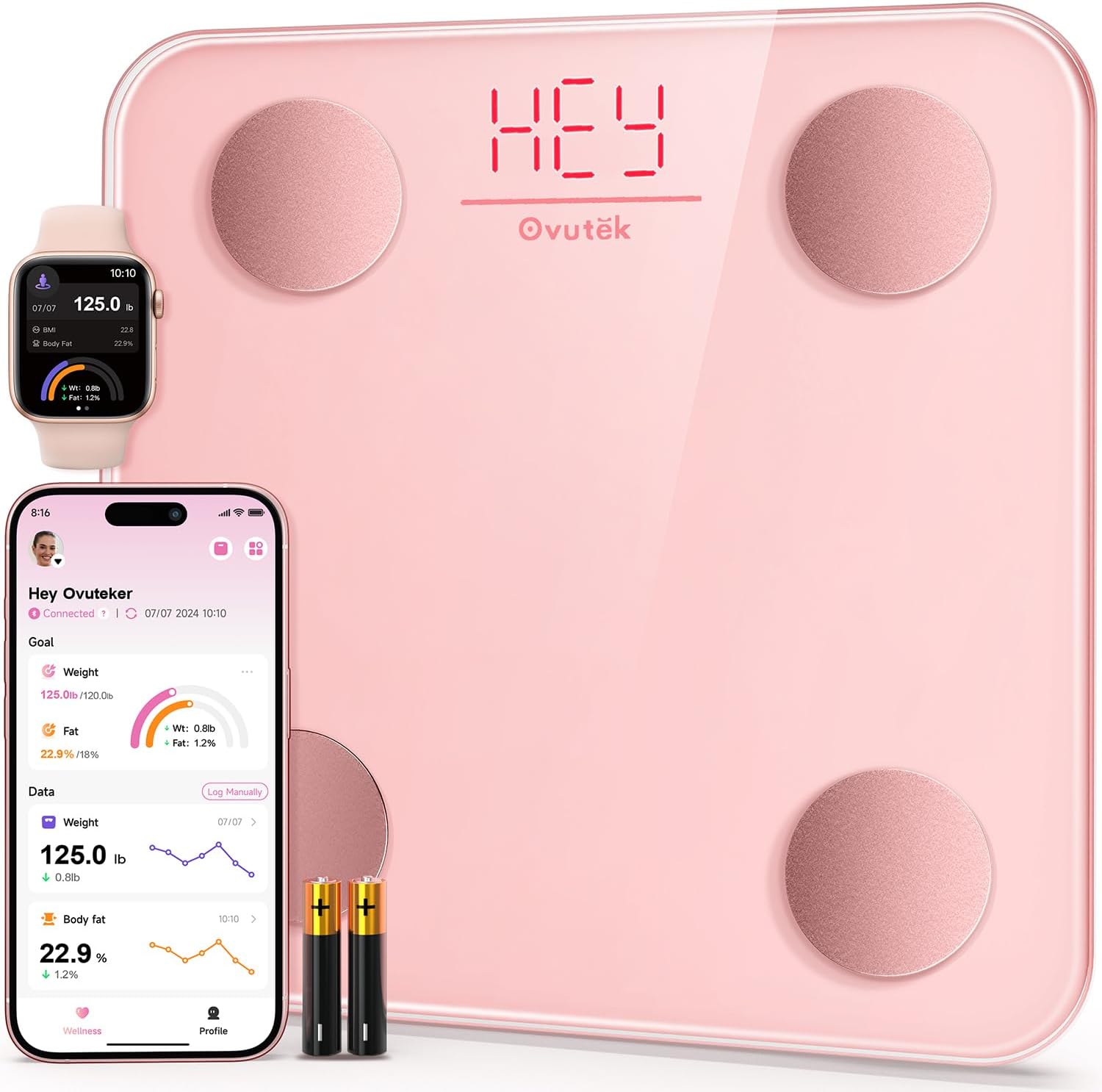 Smart Scale for Body Weight, Digital Bathroom Scale BMI Weighing Body Fat Scale, Accurate Body Composition Scale Monitor for People's Health with Smartphone App, Compact Size, 400lb