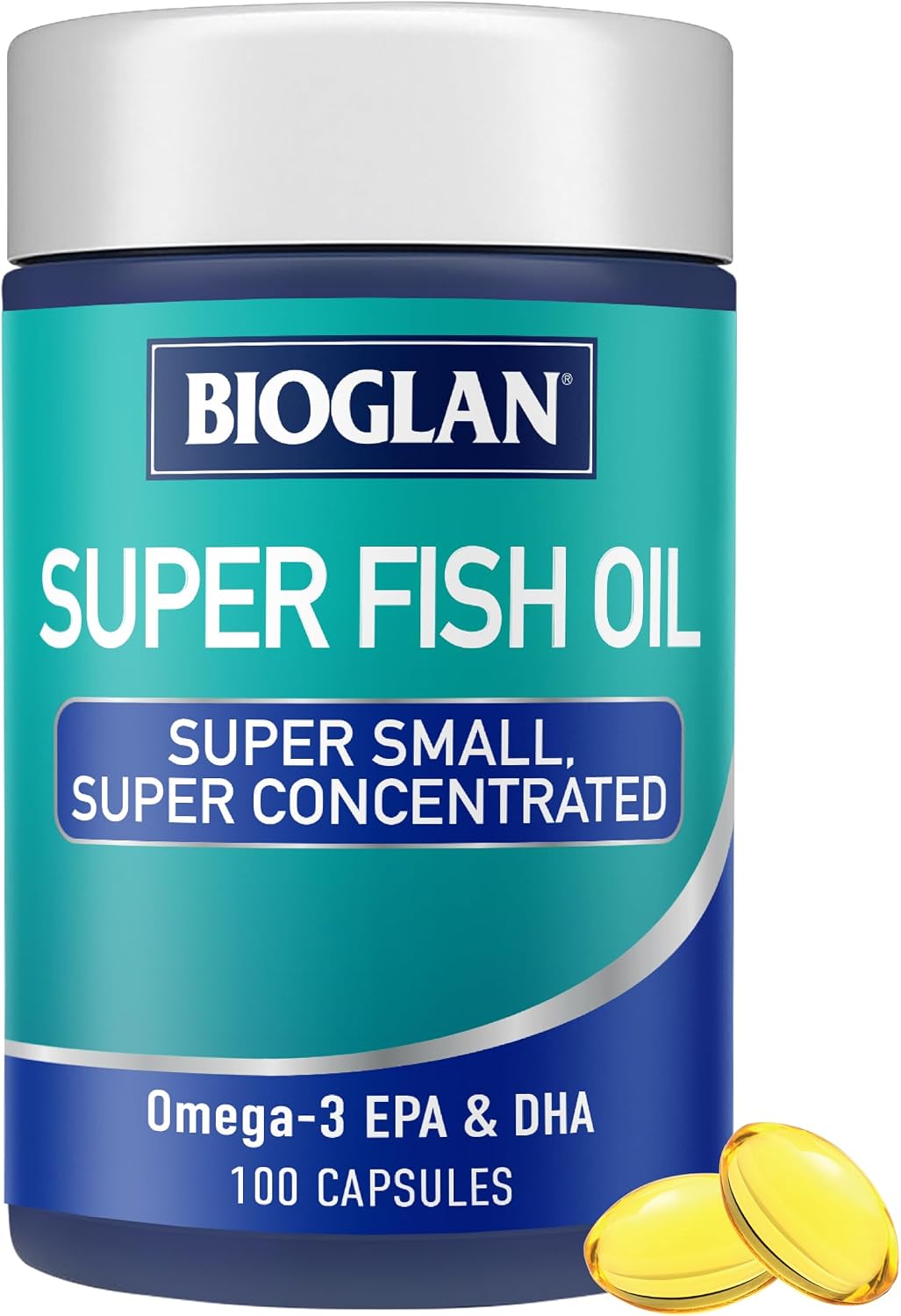 Bioglan Super Fish Oil – High Strength Omega-3 with EPA & DHA – Supports Heart, Brain & Eye Health – Small Easy-to-Swallow Capsules -100 Count