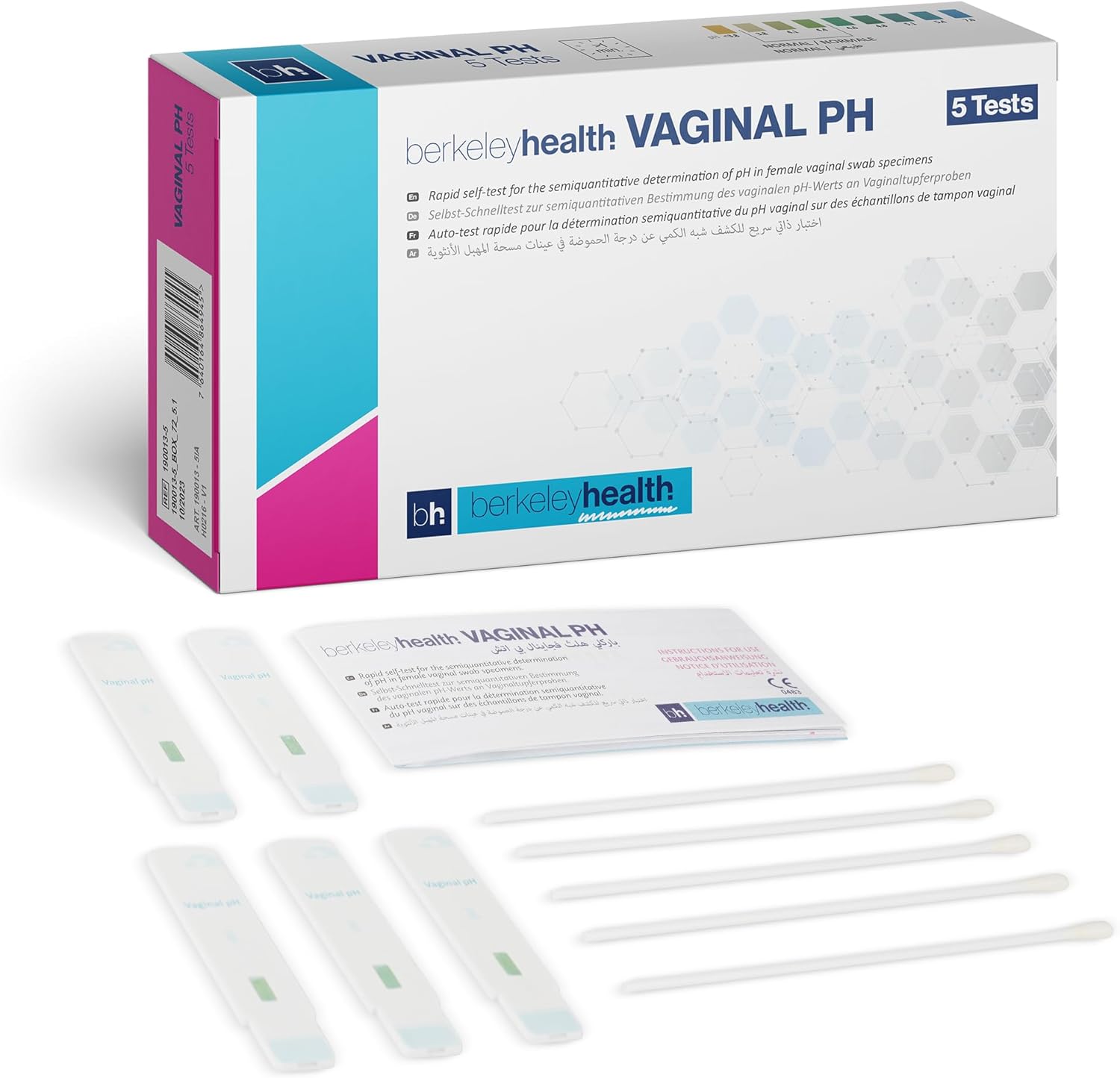 Berkeley Health Thrush & Bacterial Vaginosis (BV) pH Rapid Test Kit - Fast & Accurate Results in 1 Minute - 5 Tests