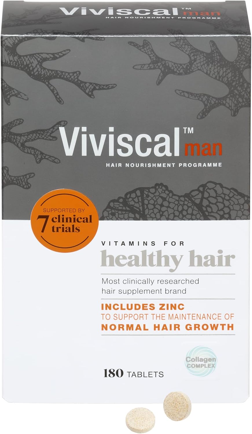 Viviscal Hair Supplement For Men, Pack of 180 Tablets, Natural Ingredients with Rich Marine Protein Complex AminoMar C, Zinc & Flax Seed, Contributes to Healthy Hair Growth (3 Month Supply)