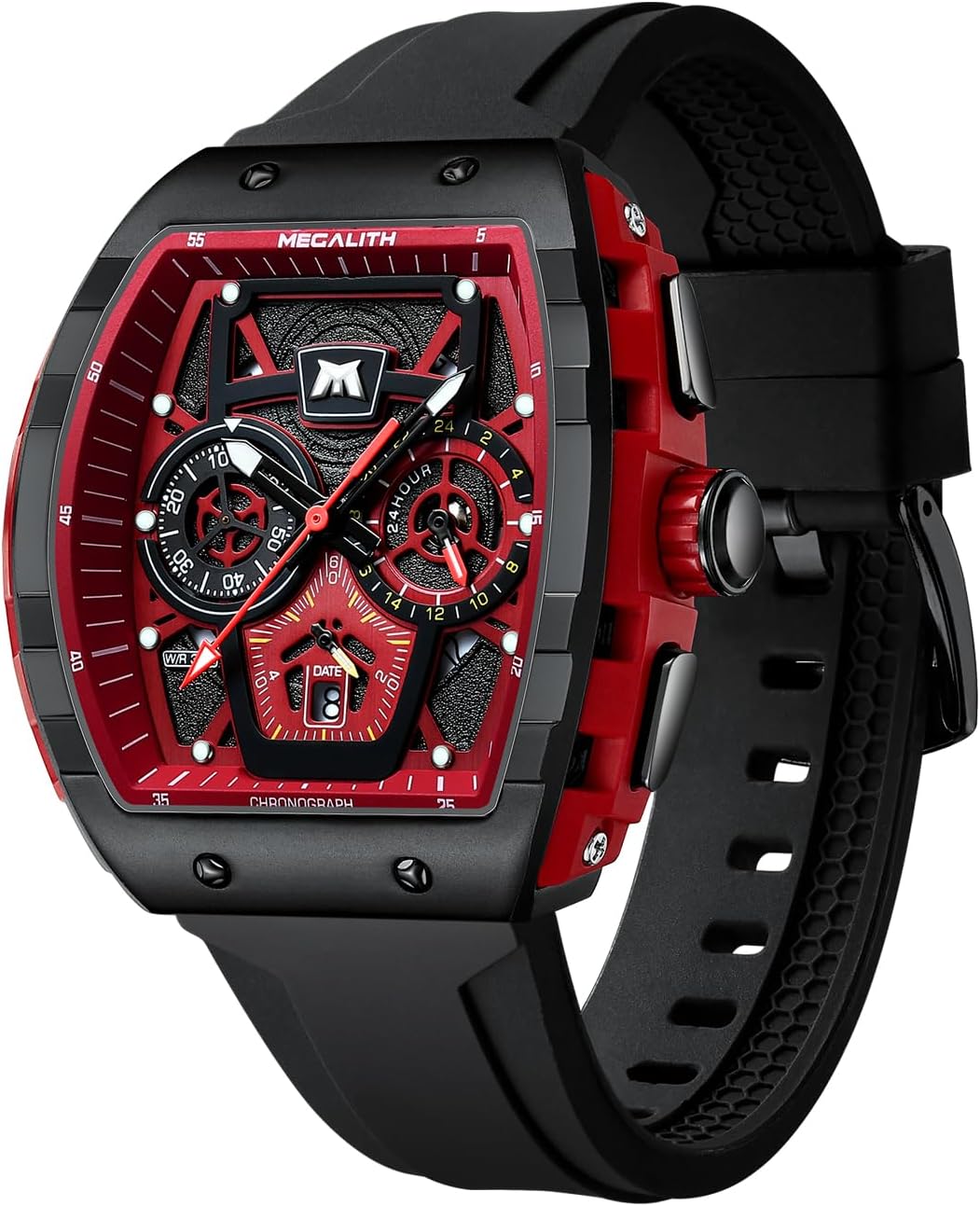 MEGALITH Mens Watches Sports Chronograph Waterproof Wrist Watch Men Analogue Quartz Watches Rubber with Date Luminous, Fashion Sports Watches Military Gift for Men