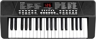 M SANMERSEN Piano Keyboard for Beginners, 37 Keys Built-in 1200mA Rechargeable Battery Electronic Piano Keyboard Portable Music Piano Keyboard with Mic LED Screen Teaching Gift for Beginners, Black