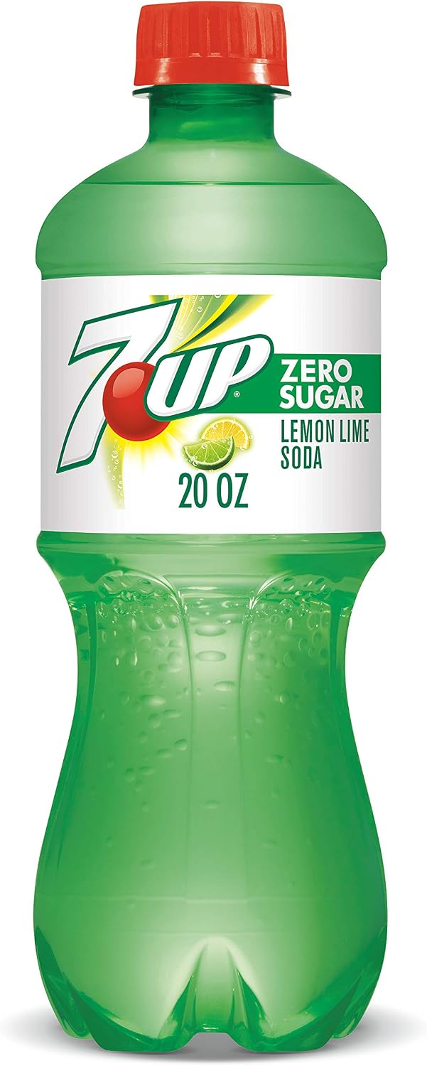 Zero 7up 20oz Soda Bottles, Pack of 24 (Total of 480 FL OZ) F