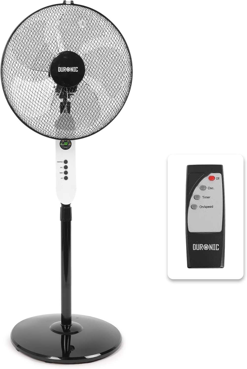 Duronic Pedestal Fan FN65 Stand Fan Floor Standing Fans 16 Inch Cooling 5 Blade Oscillating Air Cooler Summer Fans Height Adjustable With remote