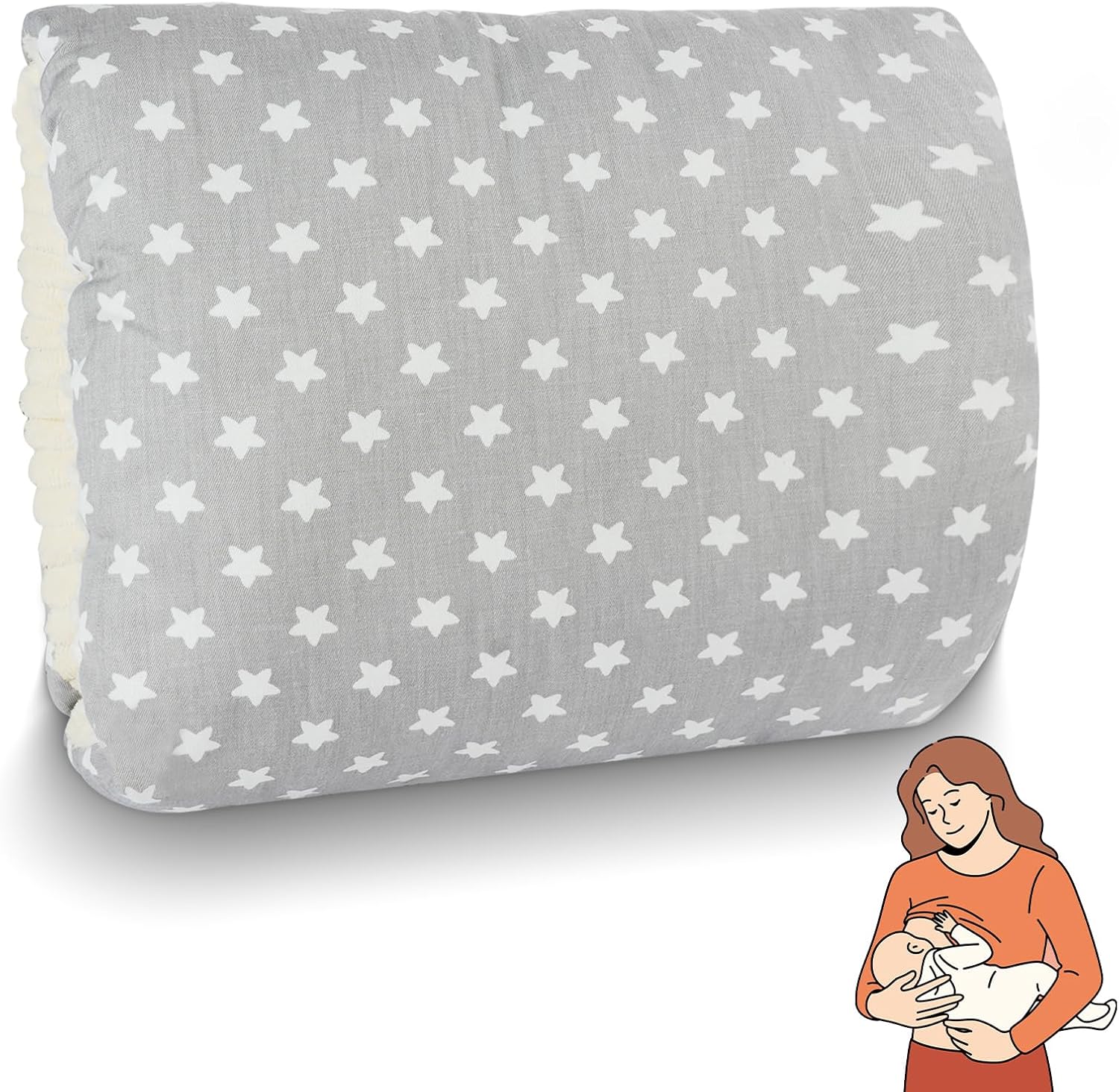 Aolso Cozy Cradle Arm Pillow, Breastfeeding Arm Pillow, Baby Breastfeeding Nursing Pillow, Baby Nursing Head Support Pillow, Breastfeeding and Bottle Feeding Head Support Pillow (Grey Stars)