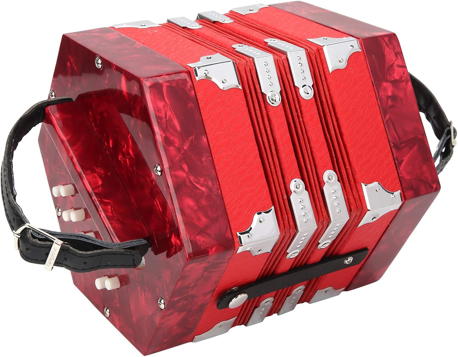 Con Ion, Concertina Accordion Portable Professional for Adults Ion, 20 Button Accordions Musical Instrument Supplies Blue (Red)