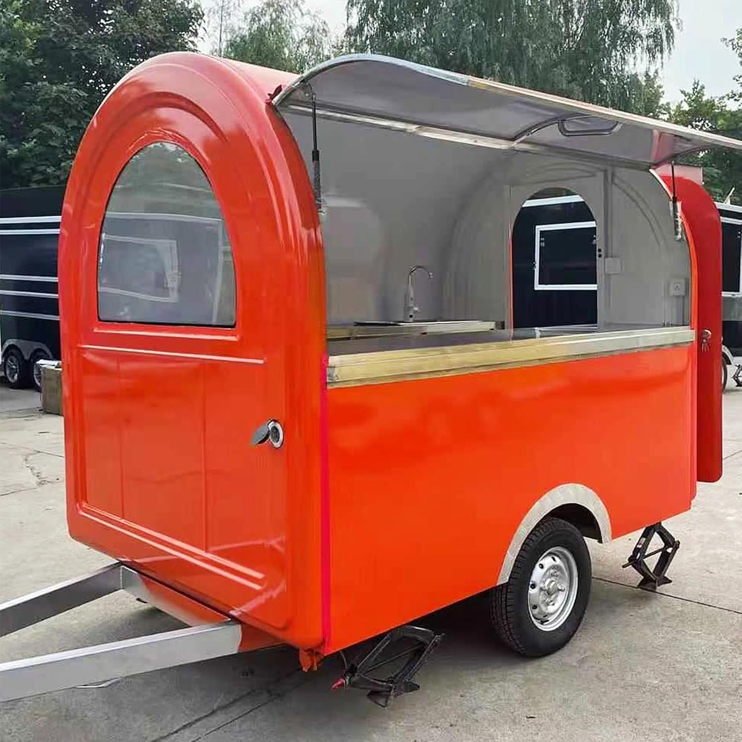 BELYOO 8FT Food Truck, FRP Round Food Truck with Coffee Concession Trailers, Food Vending Cart Mobile Food Trailer for Sale Ice Cream Taco Truck (2.5 * 1.75 * 2.35M)