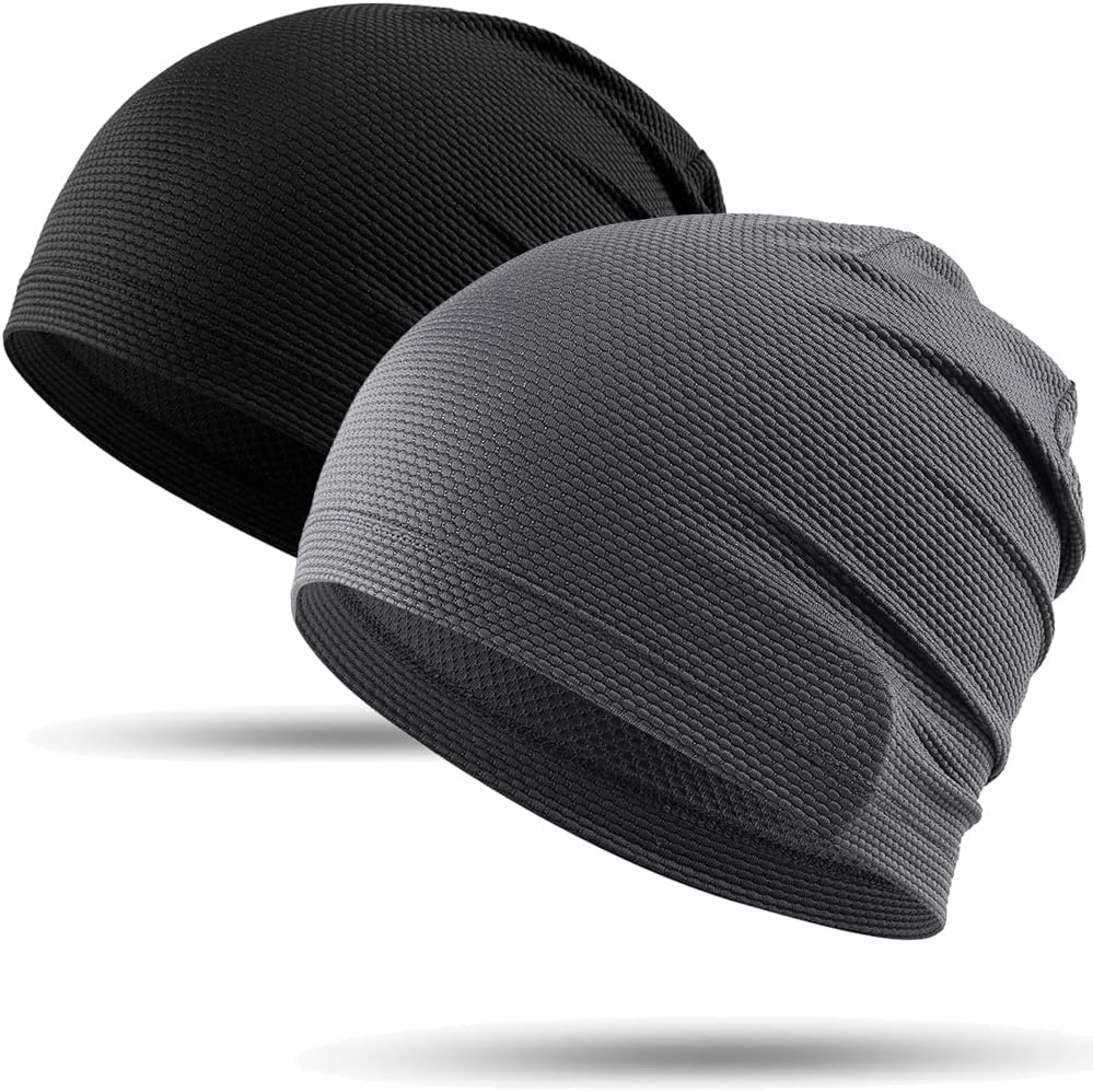 WTACTFUL 2-Pack Cooling Skull Caps for Men & Women - Breathable 3D Mesh Running Caps for Cycling, Gym & Summer