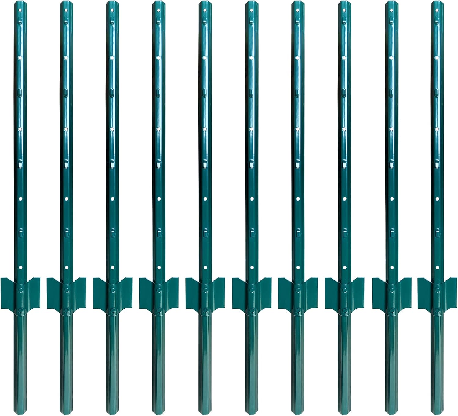 ARIFARO Sturdy Duty Metal Fence Posts 3 Feet,Pack of 10, 3-4-5-6-7 Feet No Digging Garden U Post for Wire Fencing Steel Fencing Poles for Yard, Outdoor