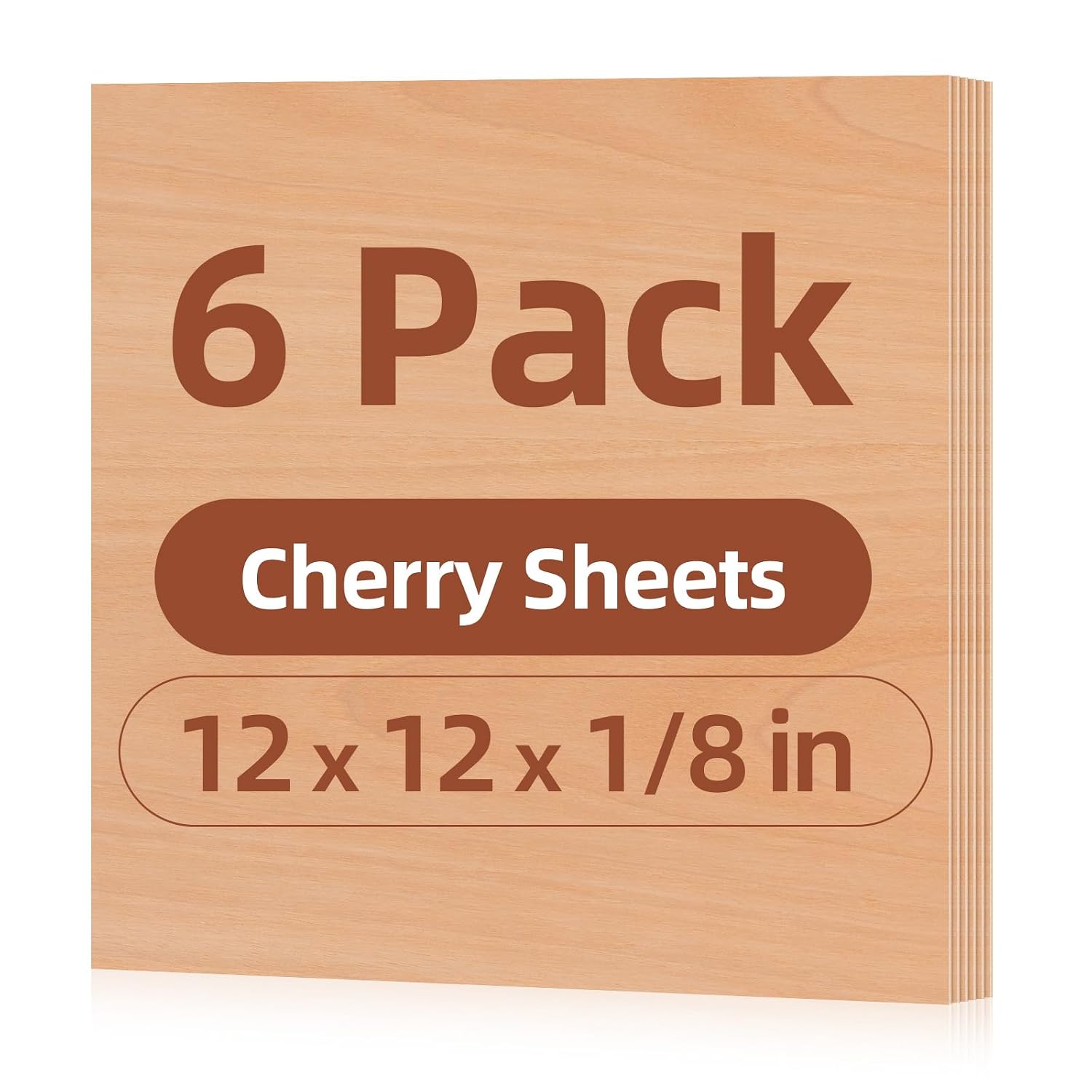 Rowood Cherry Plywood Sheets for Laser Cutting,12x12x1/8inch,6 Pack 3mm Thin Unfinished Wood Crafts for Laser Engraving Blanks and DIY Ornaments and Architectural Model