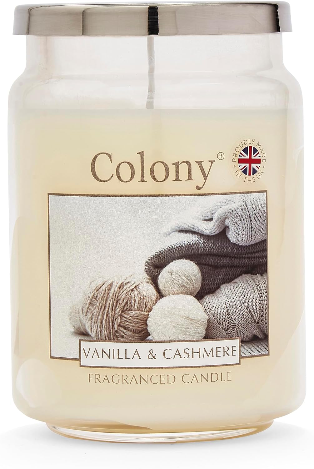 Wax Lyrical, Colony Vanilla & Cashmere Large Candle, Burn Time of Up 100 Hours, White