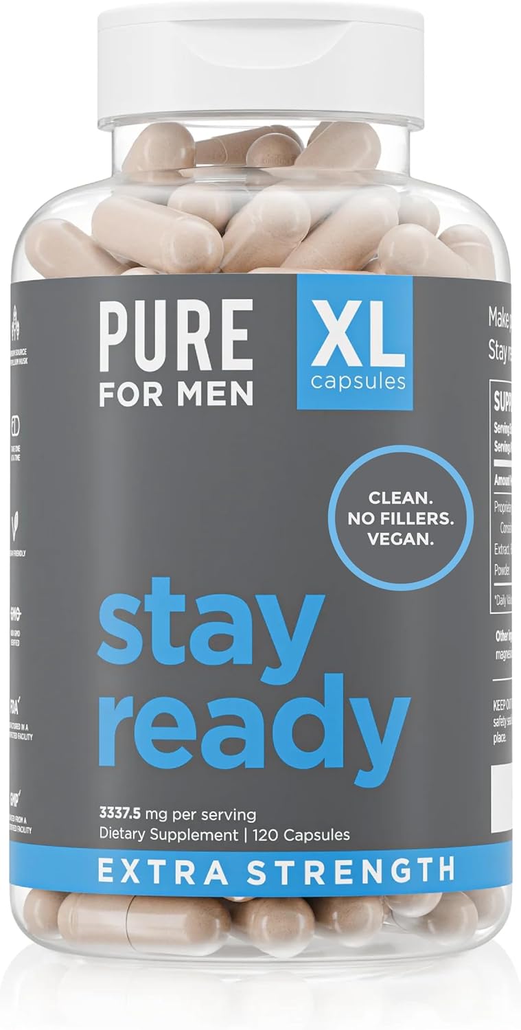 Pure for Men Stay Ready Fiber Supplement Psyllium Husk (120 XL Capsules)