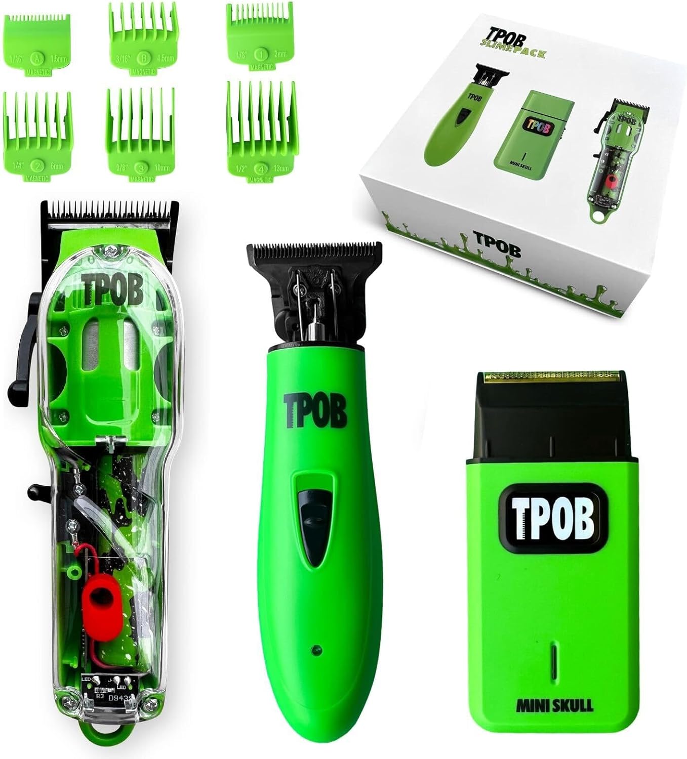 TPOB Slime 2 Barber Hair Clippers Trimmer Shaver Set for Men with Matte Green Case and X Fade Blade (Slime)