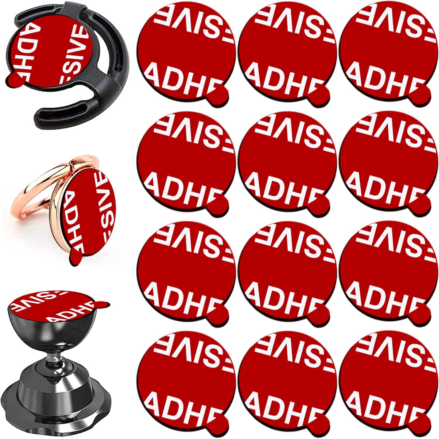 Anteel Sticky Adhesive for Car Magnetic Phone Holder & Phone Ring Holder Base, 12Pcs 0.9" (23mm) Double-Sided Stickers Adhesive Replacement Tape for Socket Mount Base