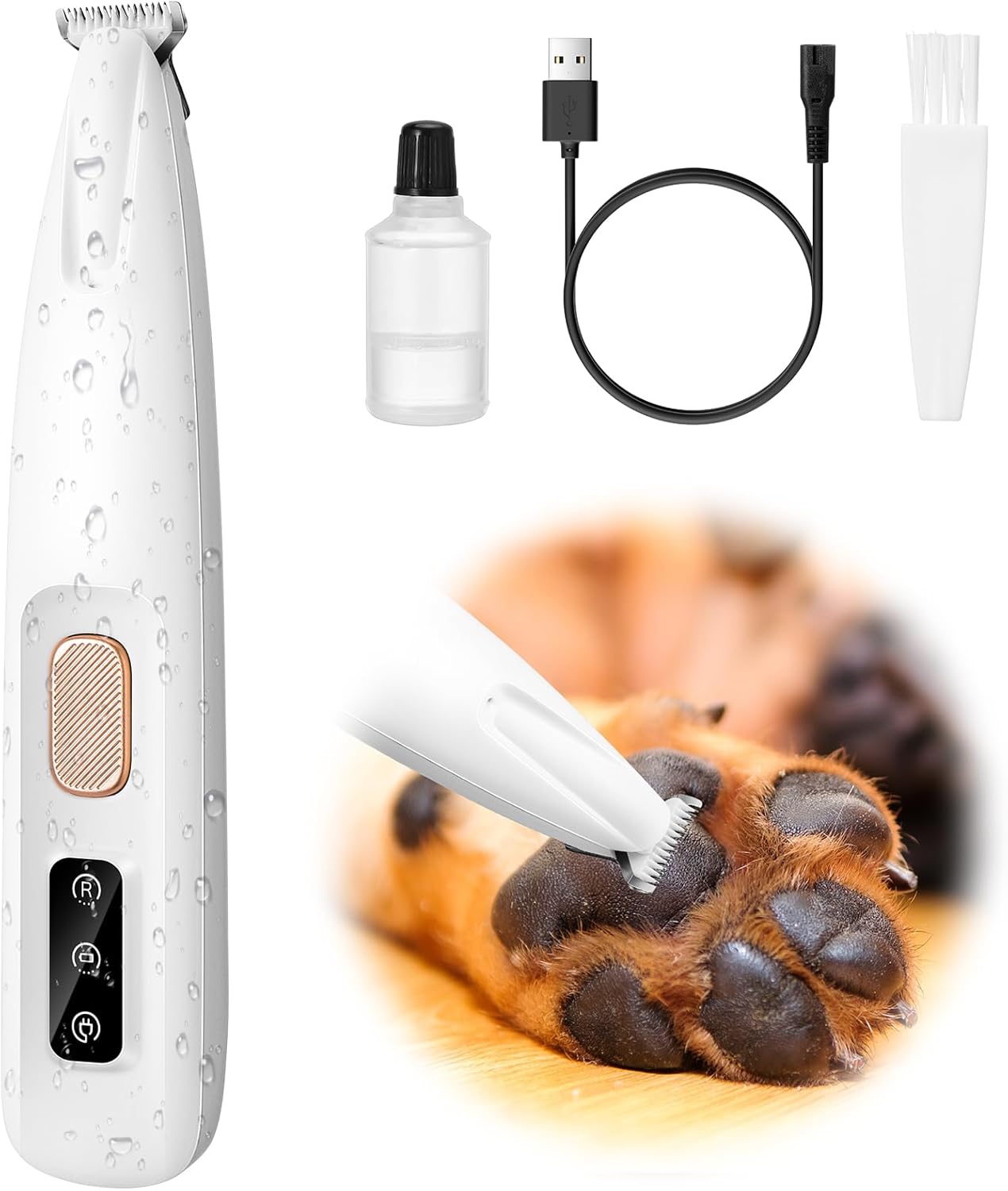 Palksky Dog Paw Trimmer, Upgraded 18mm-Blade Electric Dog Clippers for Groomming with Led Display, Waterproof Pet Micro Precision Trimmer, Rechargeable Hair Shaver for Paws, Ears, Face, Rump and Eyes