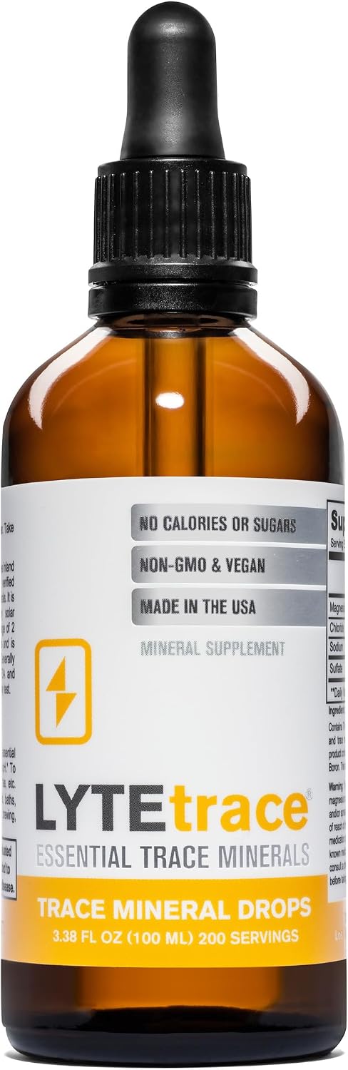 LyteLine Trace Mineral Drops 100ml x 200 Servings - Max-Absorption Ionic Natural Low Sodium Trace Minerals Concentrate to Balance the Body's pH - Non-GMO, Vegan, Kosher, and Keto Friendly