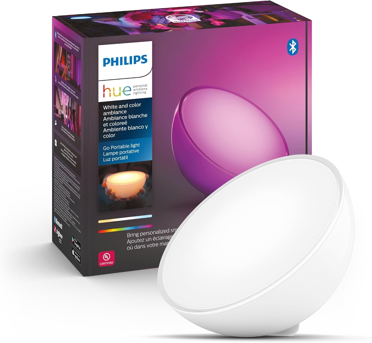 Philips Hue Go Smart Portable Table Lamp, 1-Pack, White
