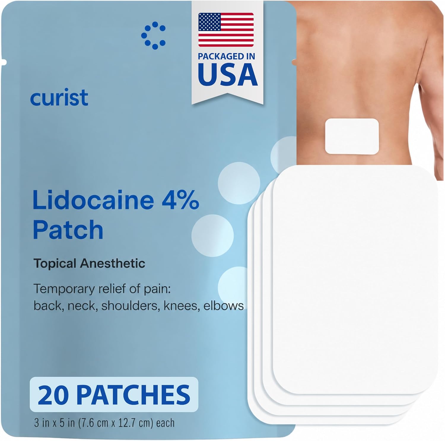 Curist Lidocaine Patches 4% Topical Pain Relief (20 Patches) Super Stick