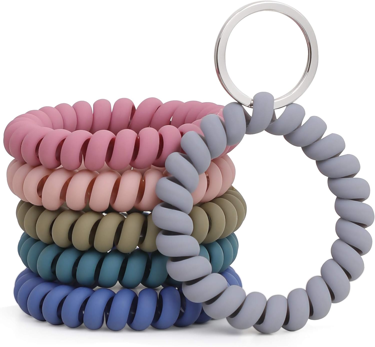 LGEGE 6PCS Stretchable Wristband Wristlet Keychain Wrist Key Chain Wristlet,Spring Flexible Spiral Wrist Coil ​Wrist Key Holder Key Ring for Sauna Gym Pool ID Badge and Outdoor Sports
