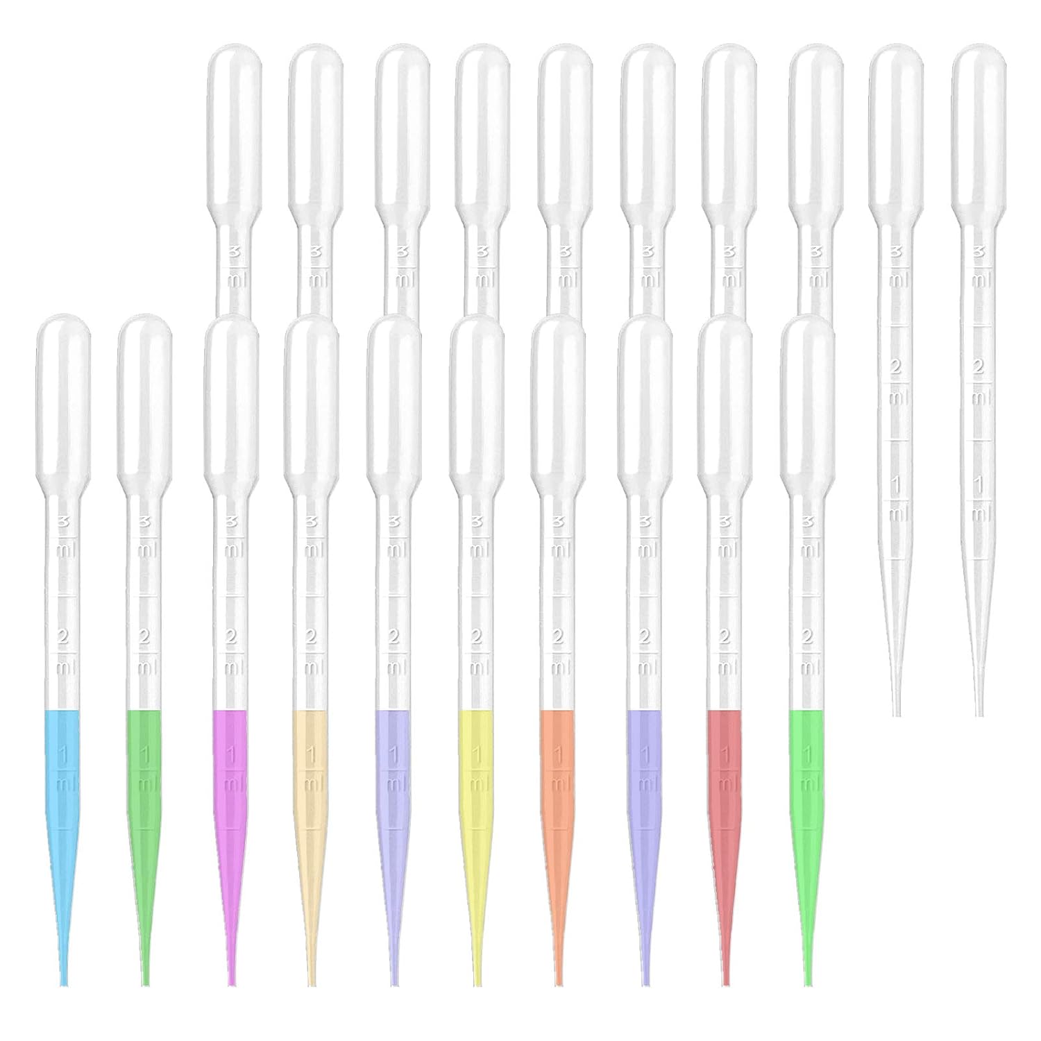 moveland 3ML Plastic Dropper Pipettes, Disposable Eye Dropping Pipettes for Essential Oils, Home Use, Science Class, Lab Experiments, DIY Art(25 PCS)
