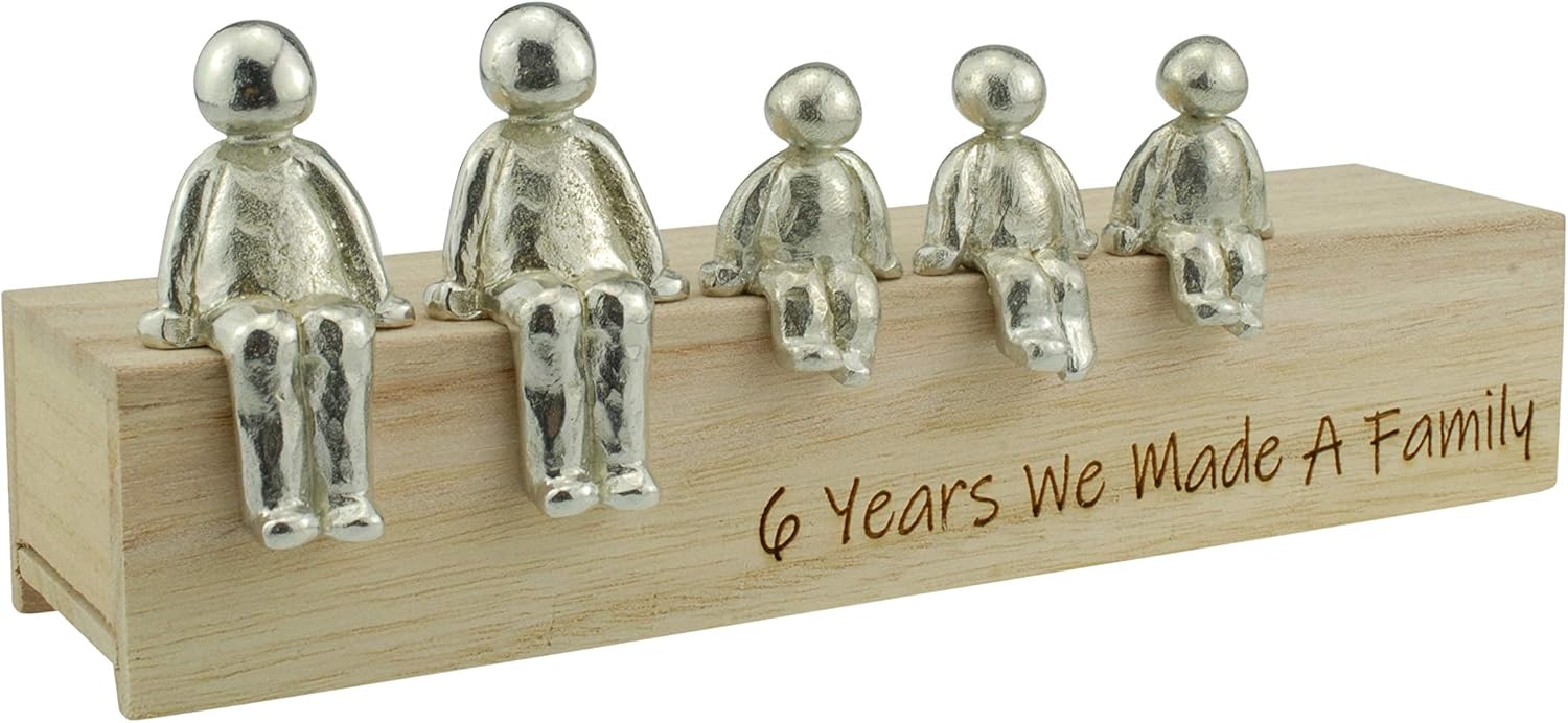 6th Anniversary Idea - 6 Years We Made A Family Metal Ornament - Choose Your Family Combination (3 Children)