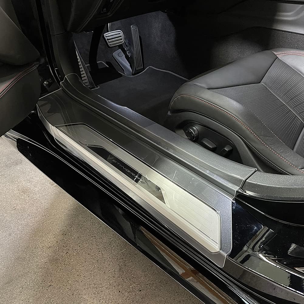 C8 Corvette Door Sill Protectors - Door Protector Plates for 2020-2025 Stingray, Z51, Z06, E-Ray Coupe and Convertible Corvettes (Clear)