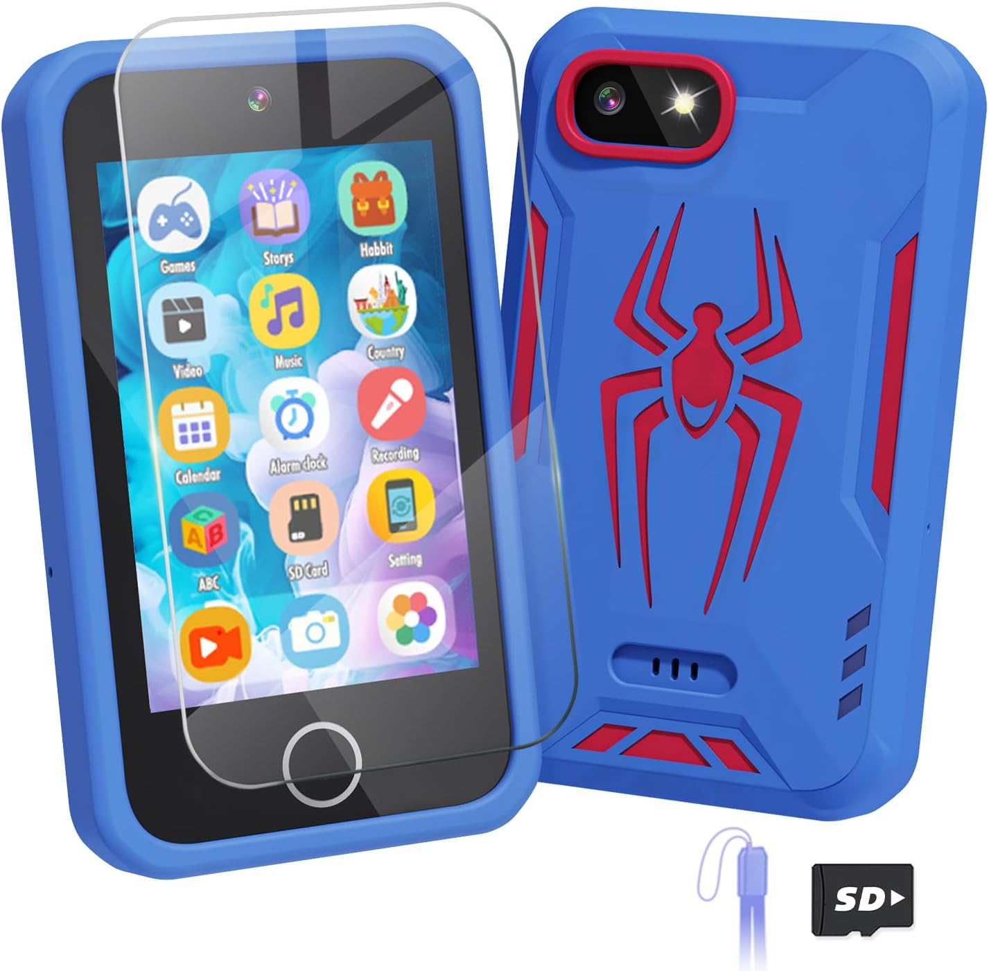 Kids Smart Phone, Spider Toys Phone for Boys 3 4 5 6 7 8 Years Old, Dual Camera, 3.5'' Touchscreen Kid Phones, Educational Toy for Toddler Kids Christmas Birthday Gifts, ABC Learning, Habit Tracker