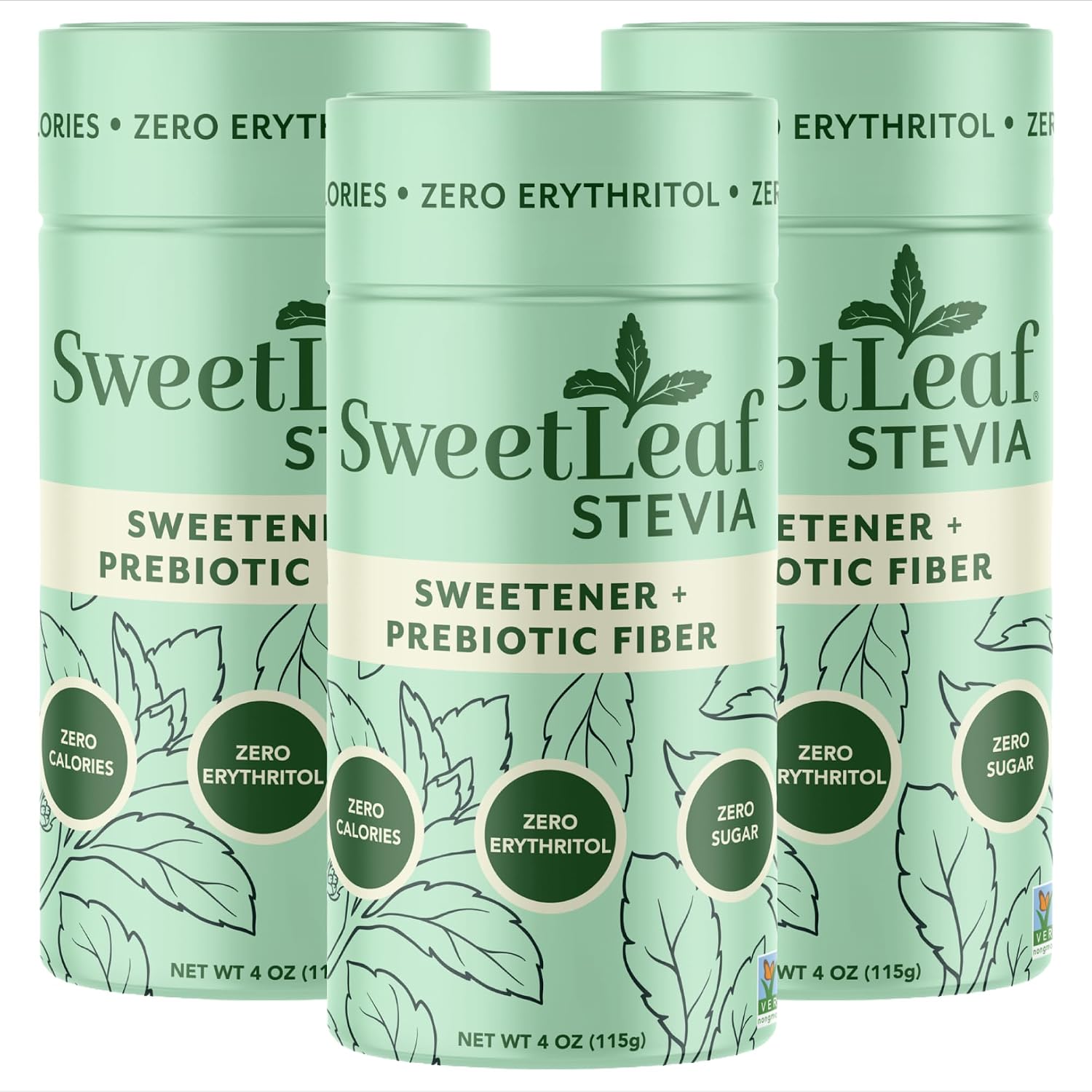 SweetLeaf Stevia Powder Shaker Jar, Sugar Free - 4 Oz, 3 Pack