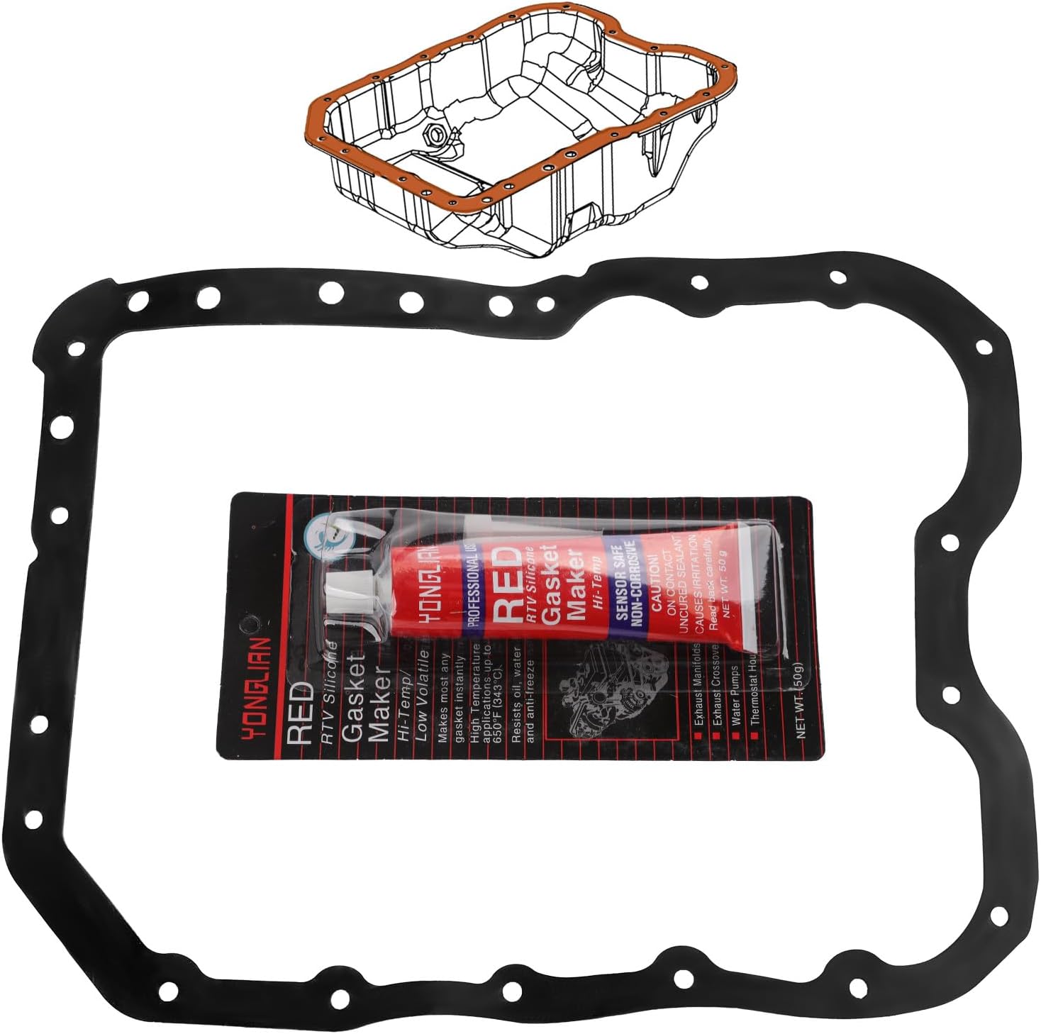 Engine Oil Pan Gasket Set Compatible with Hyundai Kia Dodge Jeep Chrysler Vehicle Sonata Santa Fe Tucson, Avenger Caliber Journey, Forte, 200 Sebring 2007-2014, Compass Patriot 07-17 Replaces# OS30782