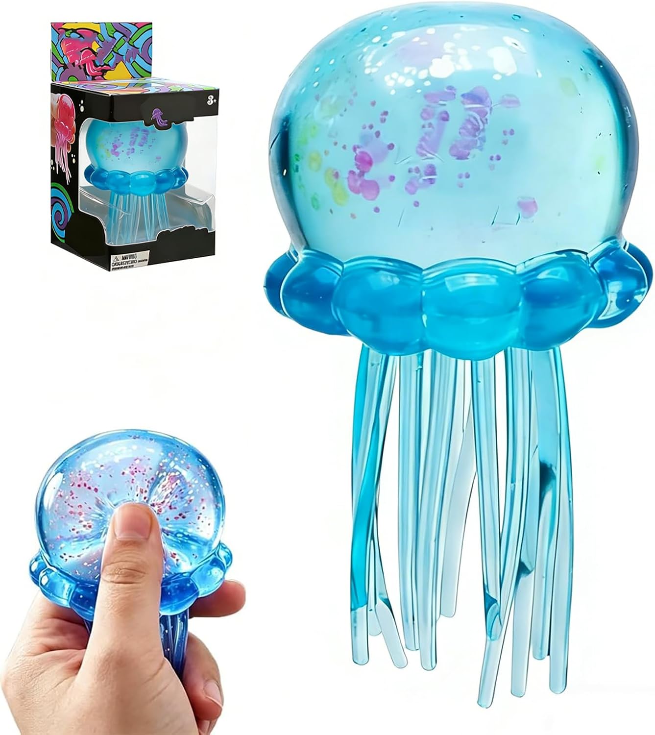 Nee doh Jellyfish Squeeze Toys, Drop Malt Sugar Balls Relieve Stress, Sensory Toy with a Super Solid Squish for Adult, Squishy Ultra Squishy and Moldable Slow Rise (#2Blue)