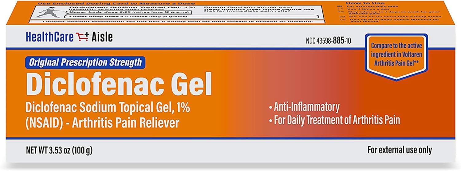 HealthCareAisle Diclofenac Gel, 1%, Arthritis Pain Relief - 100 g tube - Original Prescription Strength (NSAID)