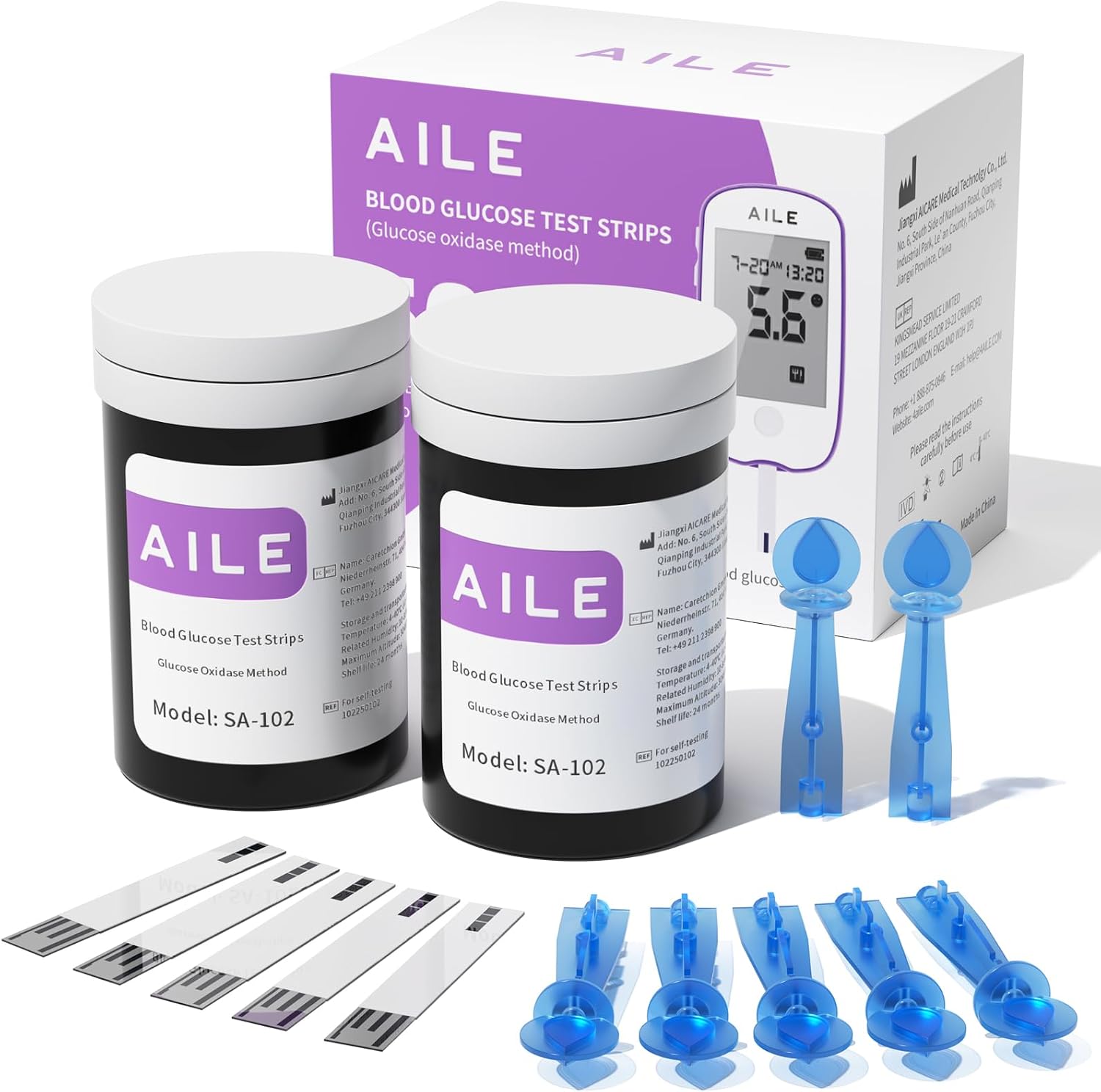 50 PCS Blood Glucose Test Strips for Aile A608 A601 A606 A616 W33