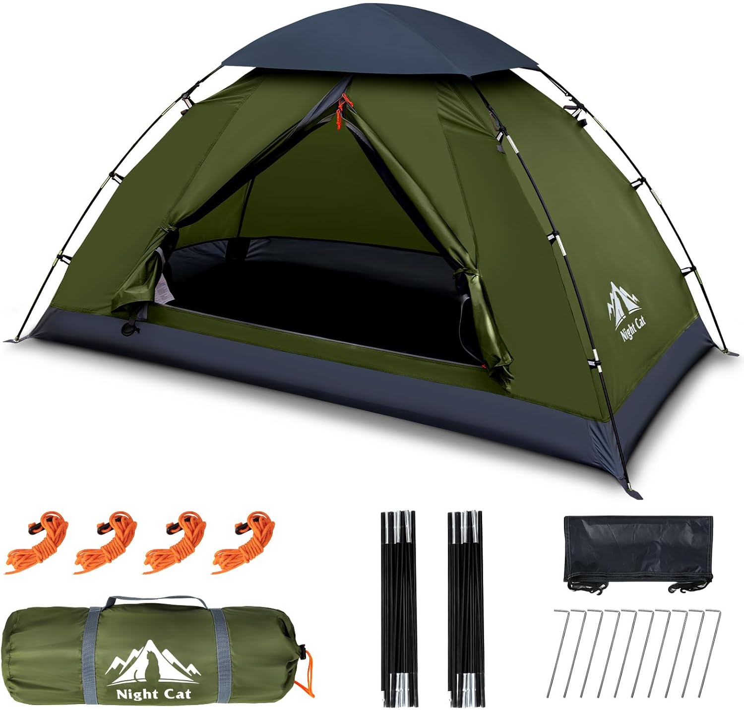 Night Cat Camping Tent for 1 2 Person Man Waterproof Backpacking Tents Easy Setup Lightweight for Hiking Backyard