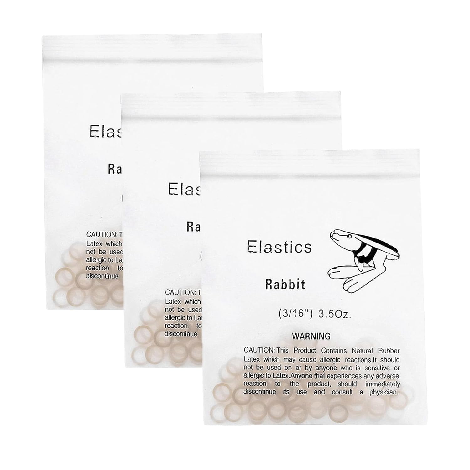 3 Packs (300 Pcs) of Orthodontic Elastic Bands, braces teeth straps, teeth braces straps, braces bands to assist in correcting malformed teeth (Rabbit 3/16 ")