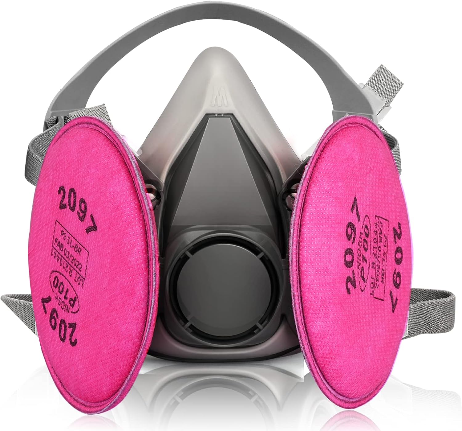 Half Facepiece Reusable Respirator， with 2097 filters Against Dust, Particle, Pollen, Lead Paint & Asbestos,Widely Used in Painting, Cement plant，Decorating Carpentry, Welding, Metal Cutting