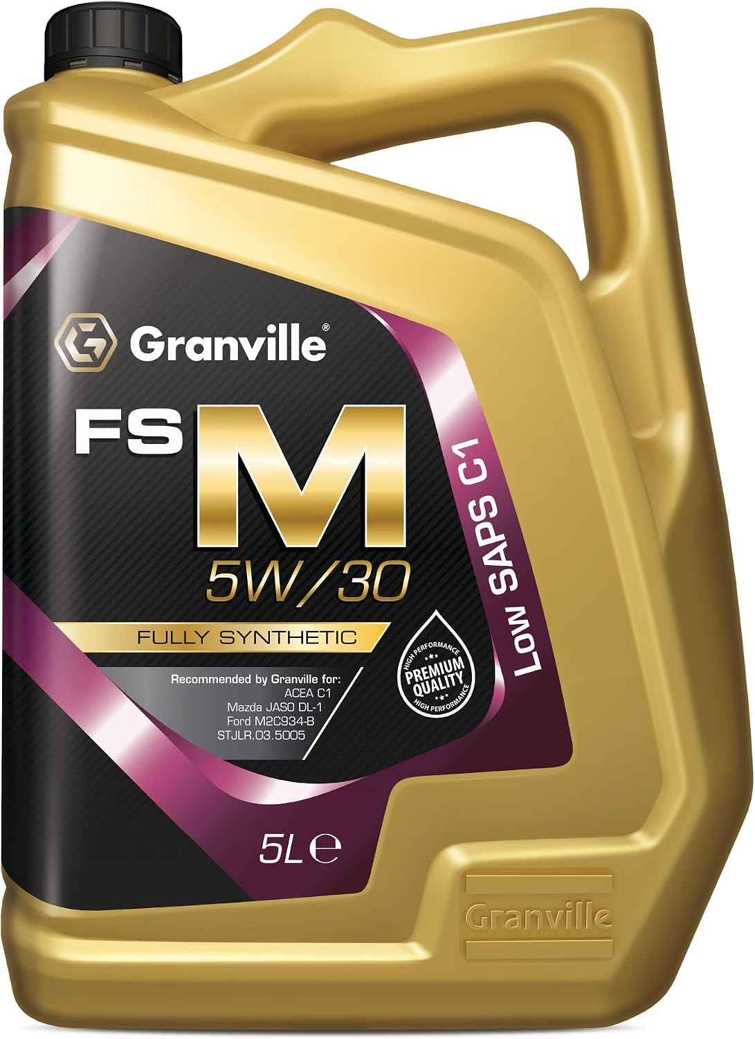 Granville FS-M 5W/30 Fully Synthetic Engine Oil – 5L | Low SAPS Engine Oil – ACEA C1 – JASO DL-1 – Ford WSS-M2C934-B Compliant | Ideal for Diesel Particulate Filter (DPF) Equipped Vehicles