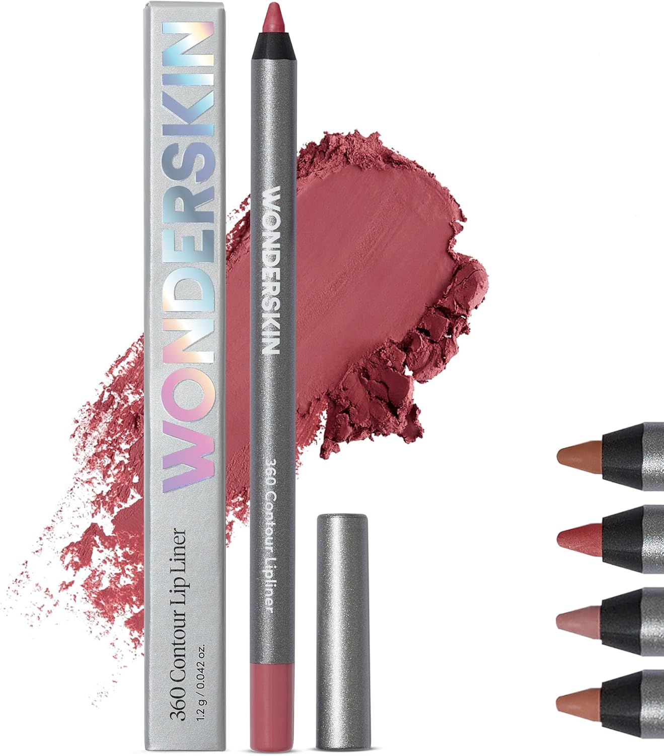 Wonderskin Lip Liner Pencil - 360 Contour Lipliner, Long Lasting, Sharpenable, Waterproof and Transfer-Proof Nude Lip Liner Pencil (Rosewood)