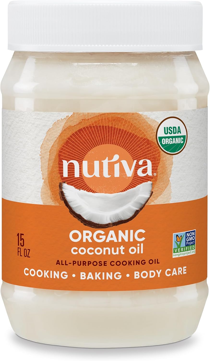 Organic Coconut Oil, Refined, 15 fl oz (444 ml) - Nutiva - UK Seller