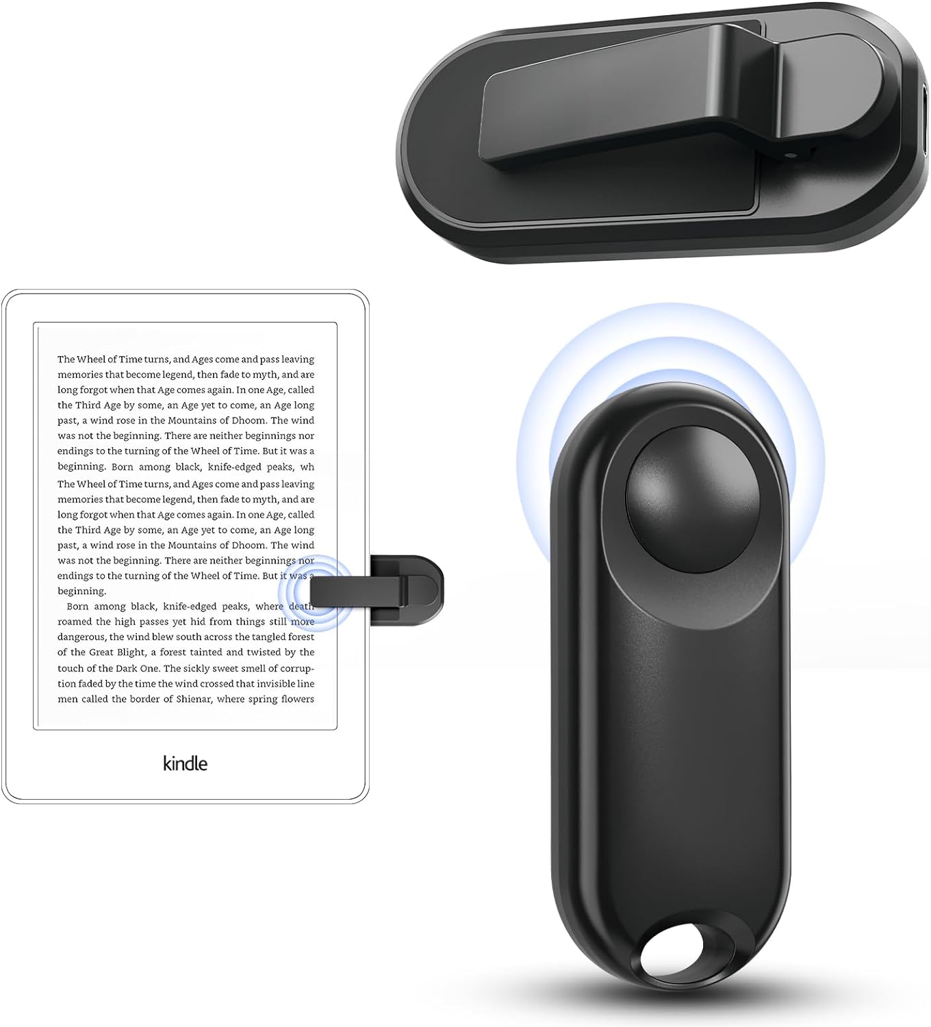 DATAFY RF Remote Control Page Turner for Kindle Paperwhite Kobo eReaders Camera Remote Shutter, Wireless Page Turner for iPhone ipad Android Tablets Reading Novels (Black)