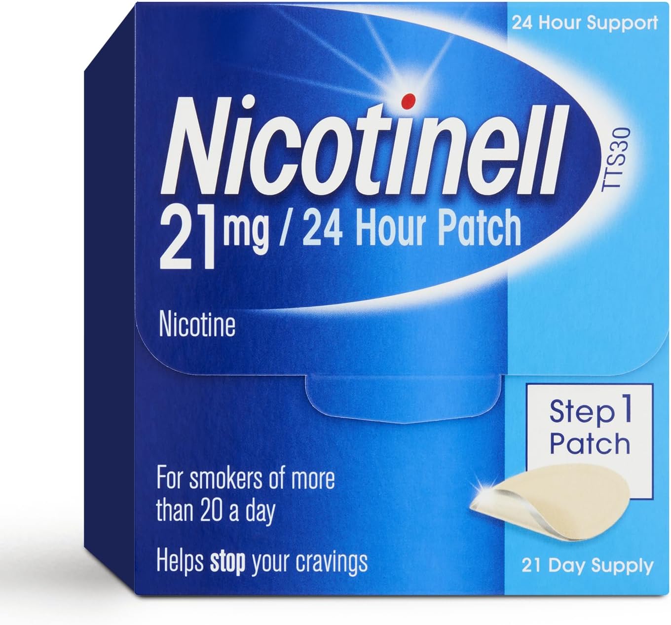 Nicotinell Nicotine Patch, Quit Smoking Aid Step 1, 24 Hour Patch, 21 mg, Pack of 7
