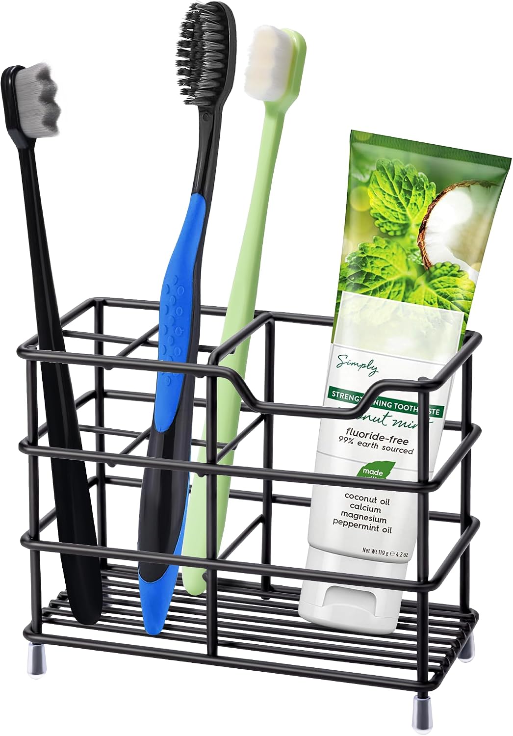 Toothbrush Holders for Bathrooms 304 Stainless Steel Quick Drying Black | Upgrade Heavy Duty Sturdy Durable Toothpaste Holder Bathroom Organizer Storage Decor Accessories Tooth Brush Holder Caddy