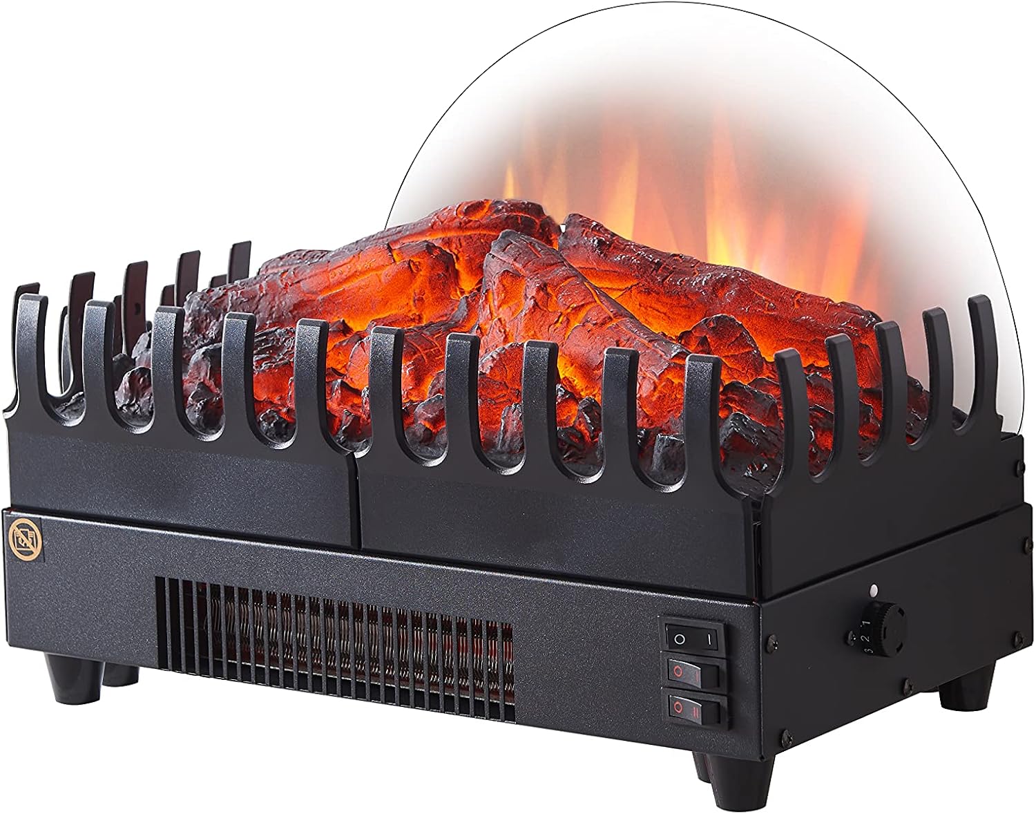 FLAMME 16" Basket Fire Glowing Logs and Flame Effect With Heater