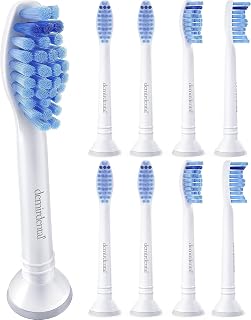 Replacement Heads - Compatible with Philips Sonicare Replacement Heads - Medium Replacement Toothbrush Head - Replaces HX6015/03 SimplyClean Toothbrush Heads - White - 8 Pcs