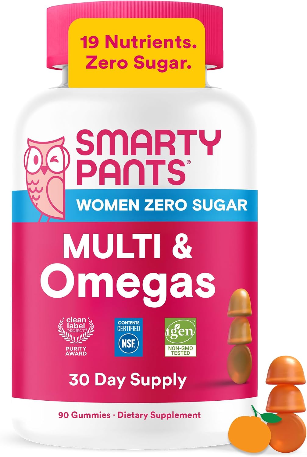 SmartyPants Women’s Zero Sugar Multivitamin Gummies, Omega 3 ALA, 90 Ct