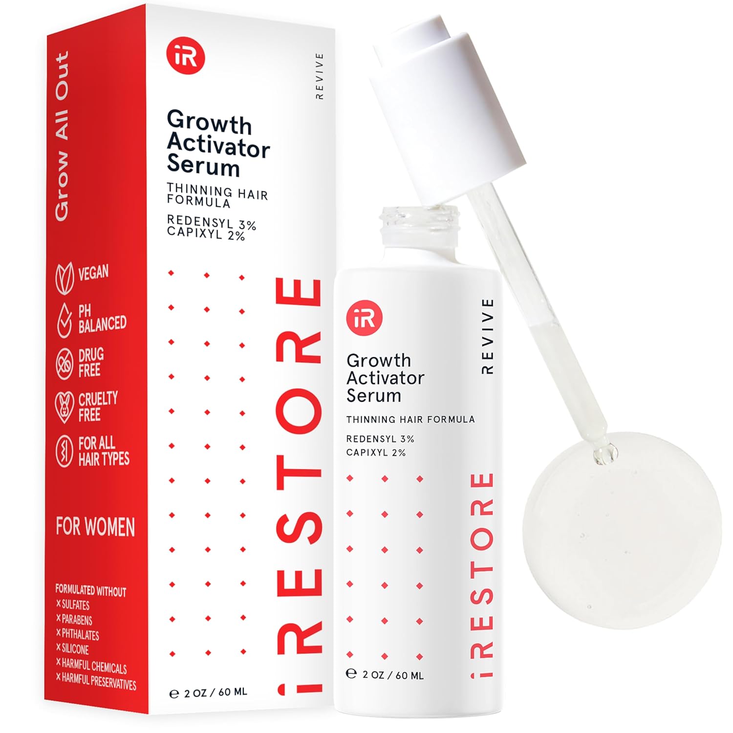 iRESTORE Scalp Serum | Hair Growth Serum for Women Men | Best for Hair Loss Hair Thinning | Aids Regrowth with Redensyl Capixyl & Biotin | Hydrates Scalp for Visibly Thicker Fuller Hair - 2 Fl Oz