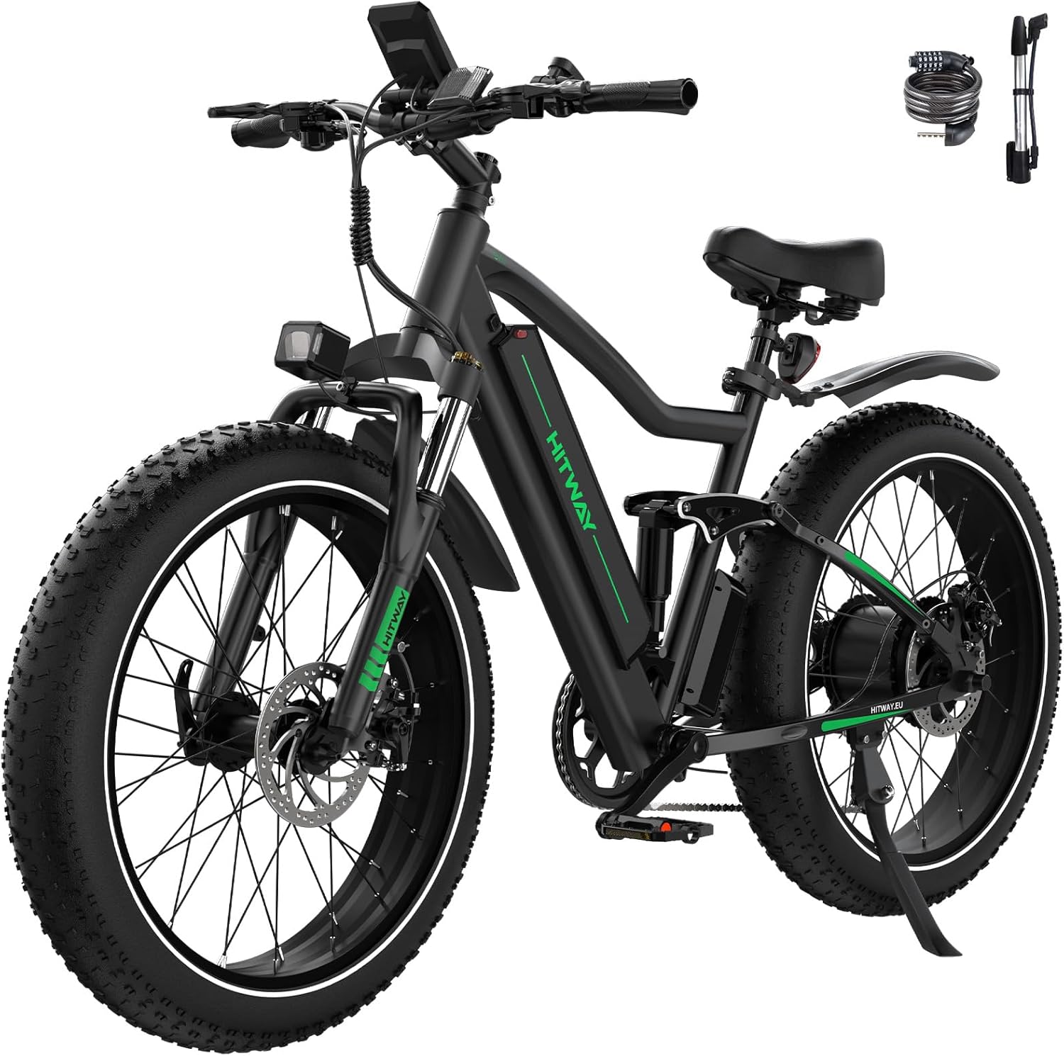 HITWAY 26" 4.0 Fat Tire Electric Bike,Electric Bicycle with 250Watt Moter 48V 15Ah Lithium Battery, 7 Speed Gear E Mountain Bike，range 70-150km