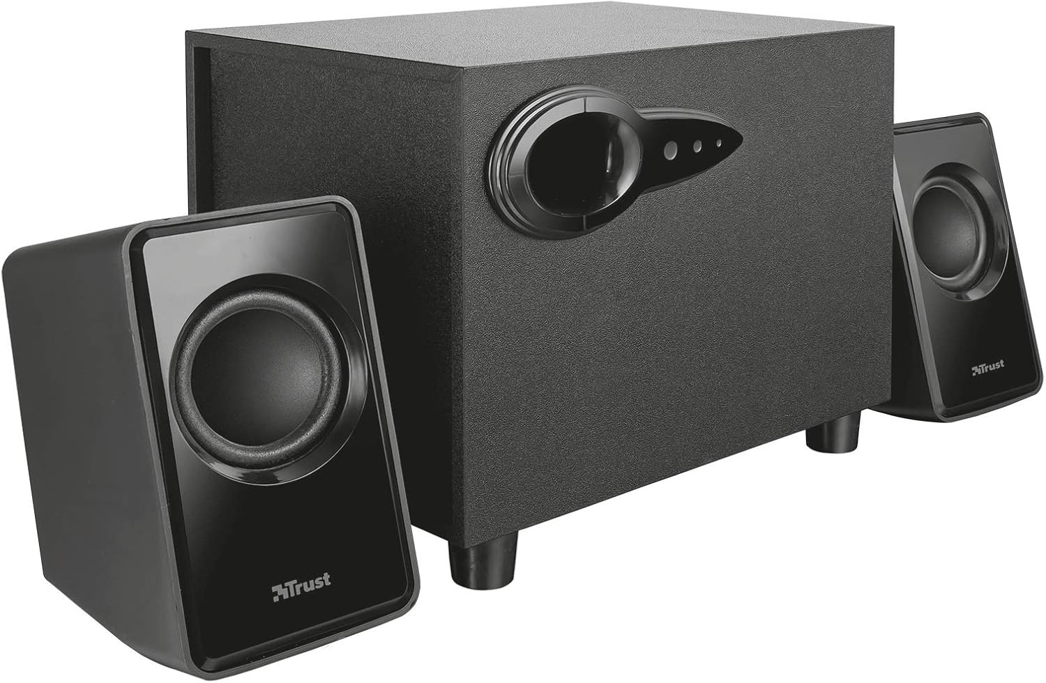 Trust Avora 2.1 PC Speakers with Subwoofer for Computer and Laptop, 18W (9W RMS), Compact Sound System, Jack 3.5 mm, USB Powered Stereo Speaker Set for Music, Movies, Gaming, Home Office - Black