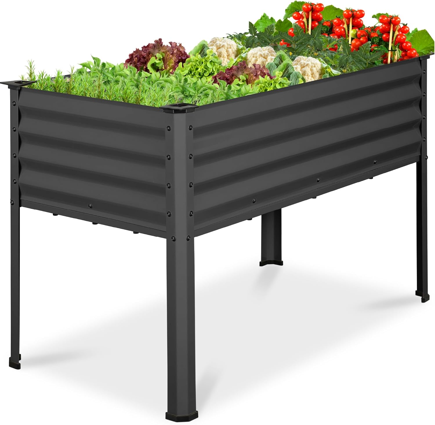 Best Choice Products 48x24x30in Galvanized Raised Garden Bed, Metal Elevated Planter Box, Vegetable Garden for Backyard, Patio, Balcony - Charcoal